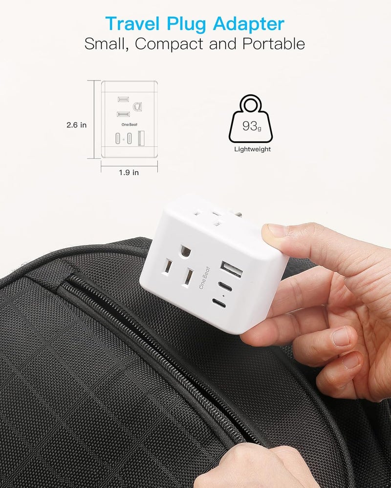 One Beat 3 Pack European Travel Plug Adapter, International Power Plug Adapter with 3 Outlets 3 USB Ports(2 USB C), Type C Adapter Travel Essentials for US to Most Europe EU Italy France Germany Spain - Image 5